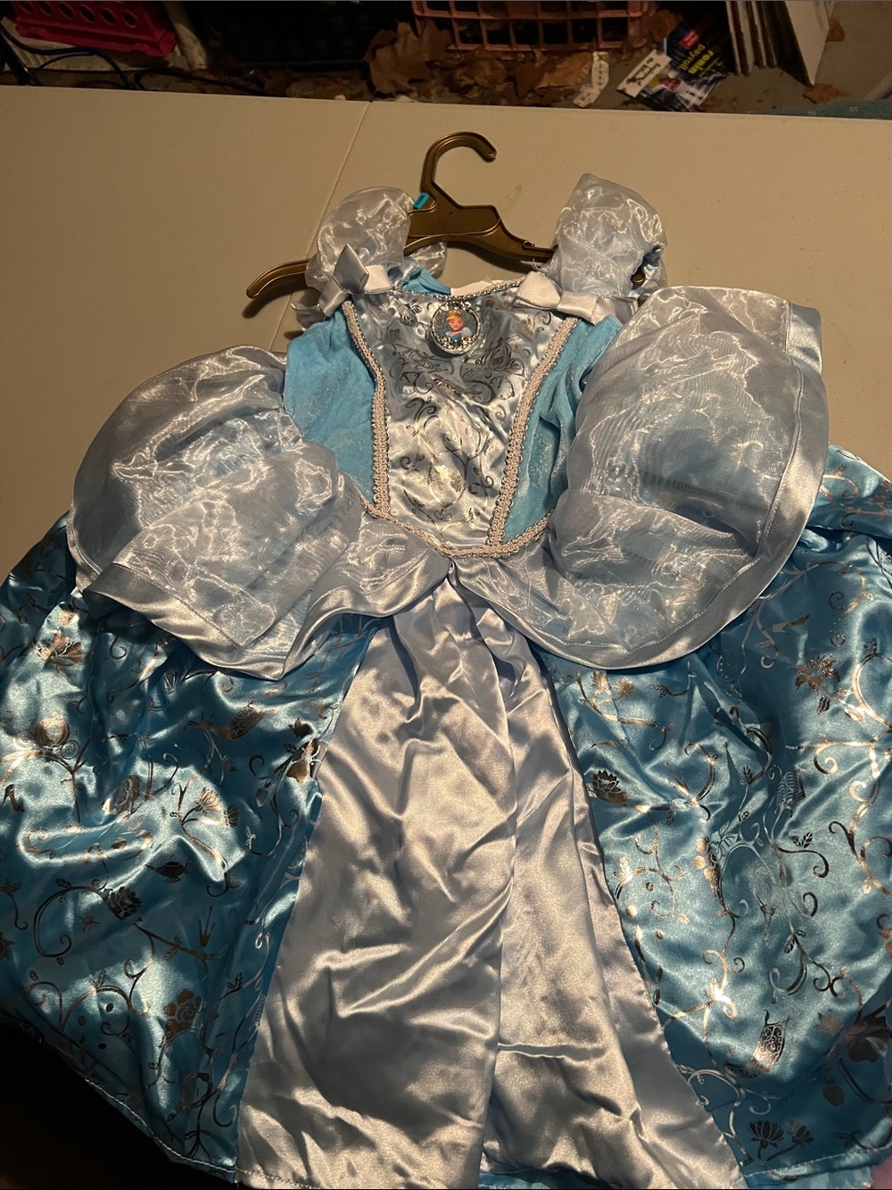 Disney Light cinderella costume size 45 Blue Satin Princess Dress Costume